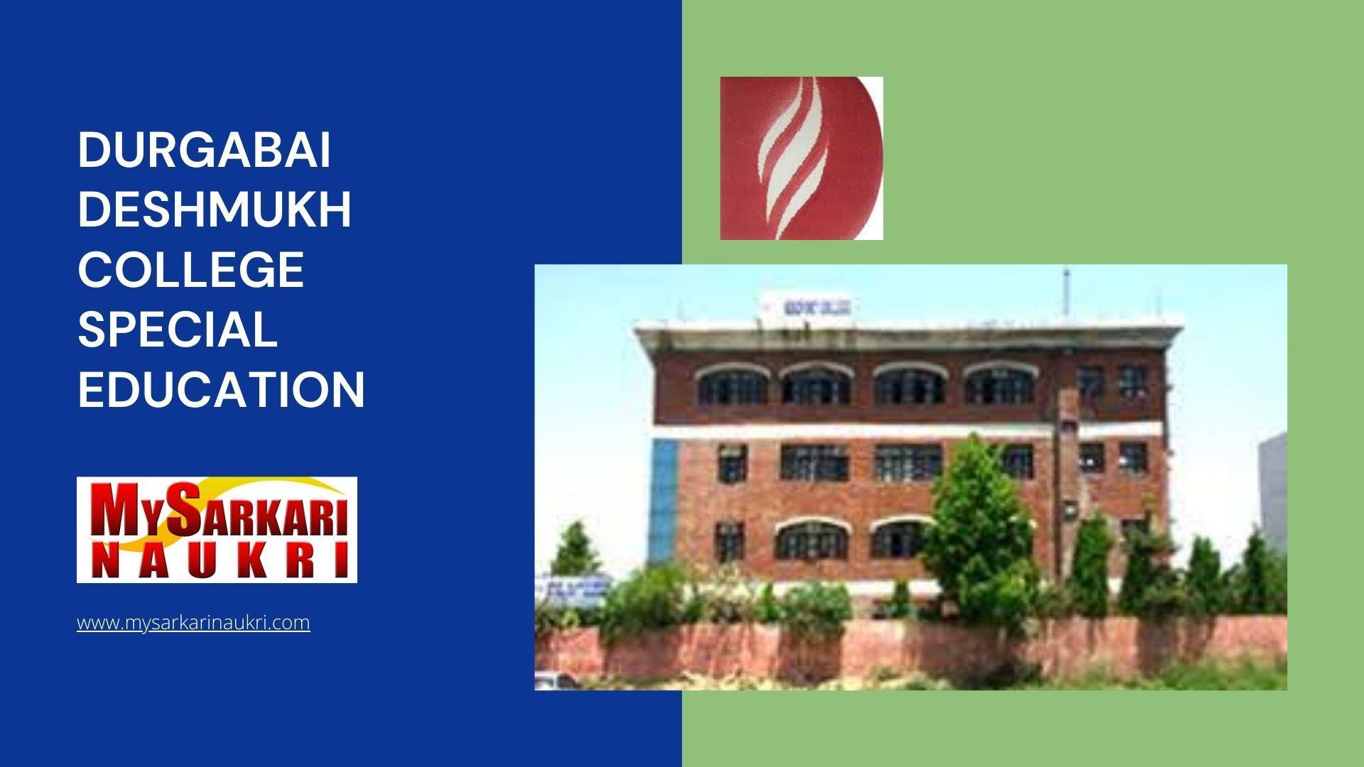 Durgabai Deshmukh College Special Education Recruitment
