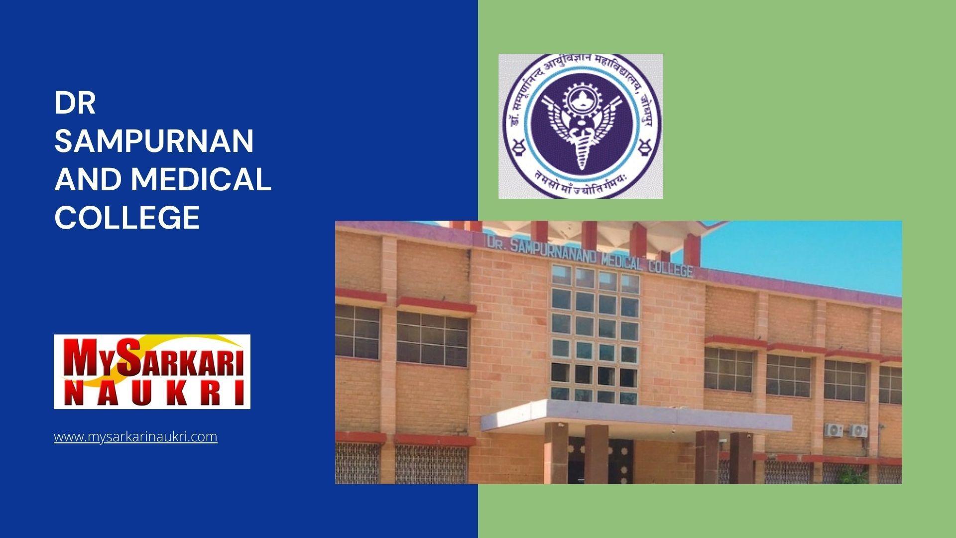 Dr Sampurnanand Medical College Recruitment