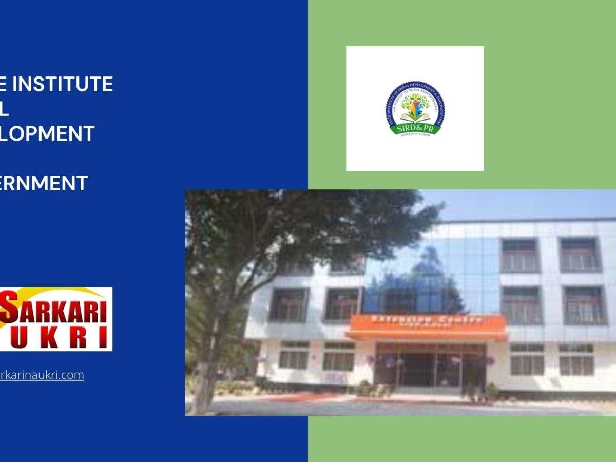 State Institute Rural Development Sird Government Recruitment