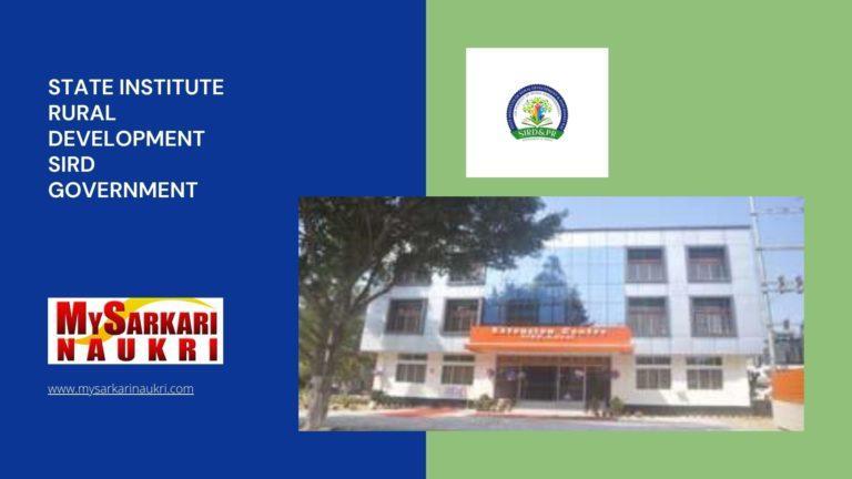 State Institute Rural Development Sird Government Recruitment