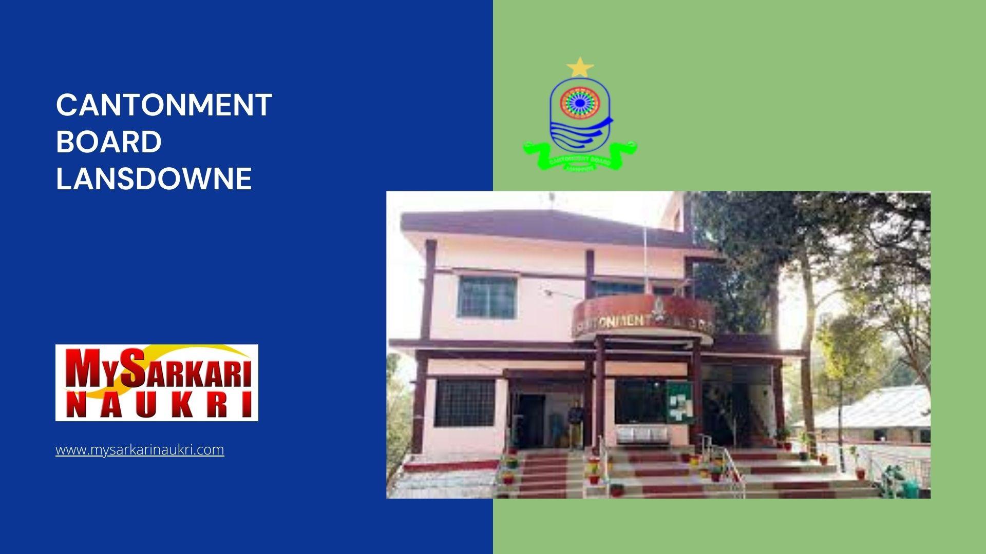 Cantonment Board Lansdowne Recruitment