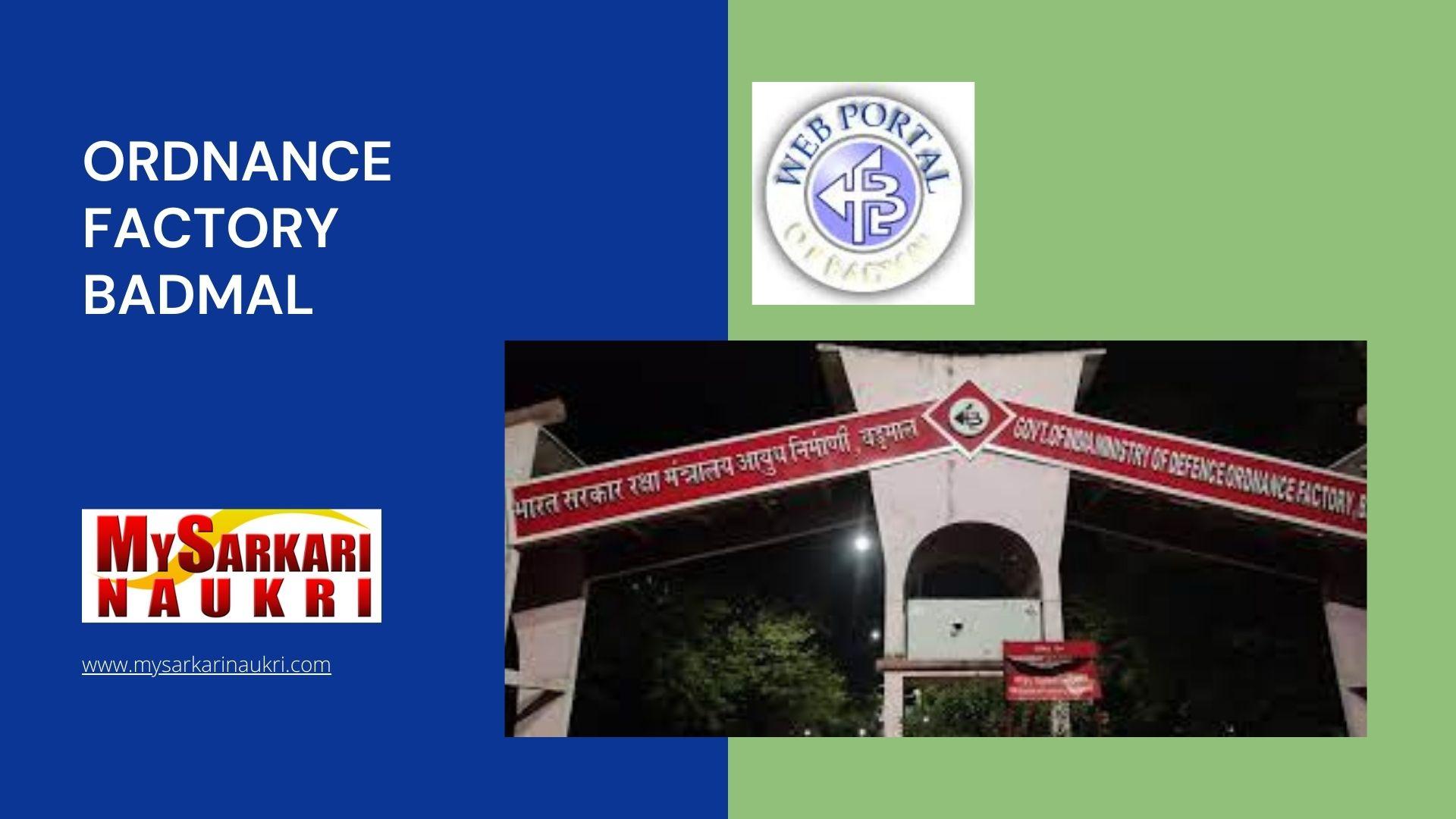 Ordnance Factory Badmal Recruitment