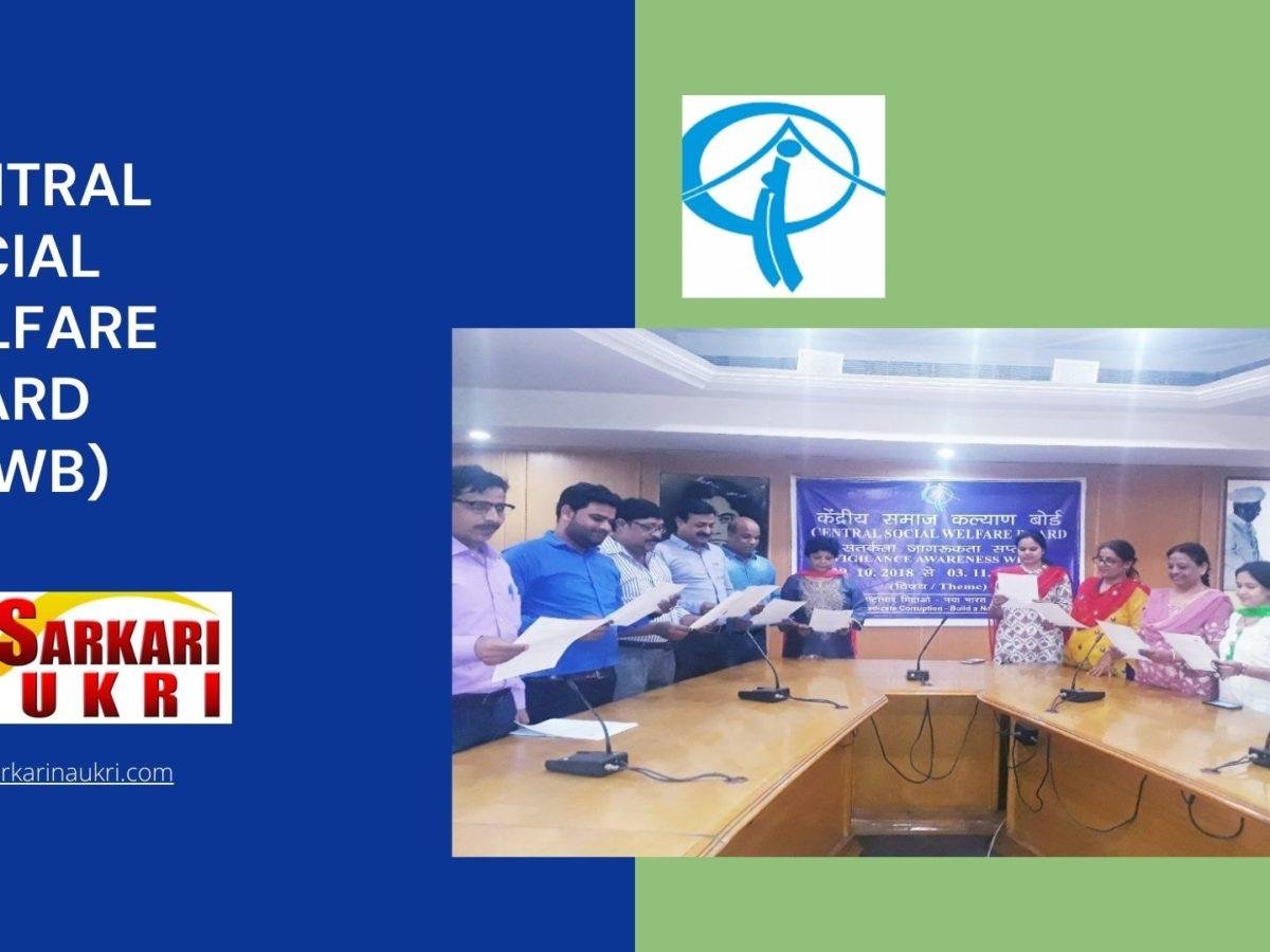 Central Social Welfare Board (CSWB) Recruitment