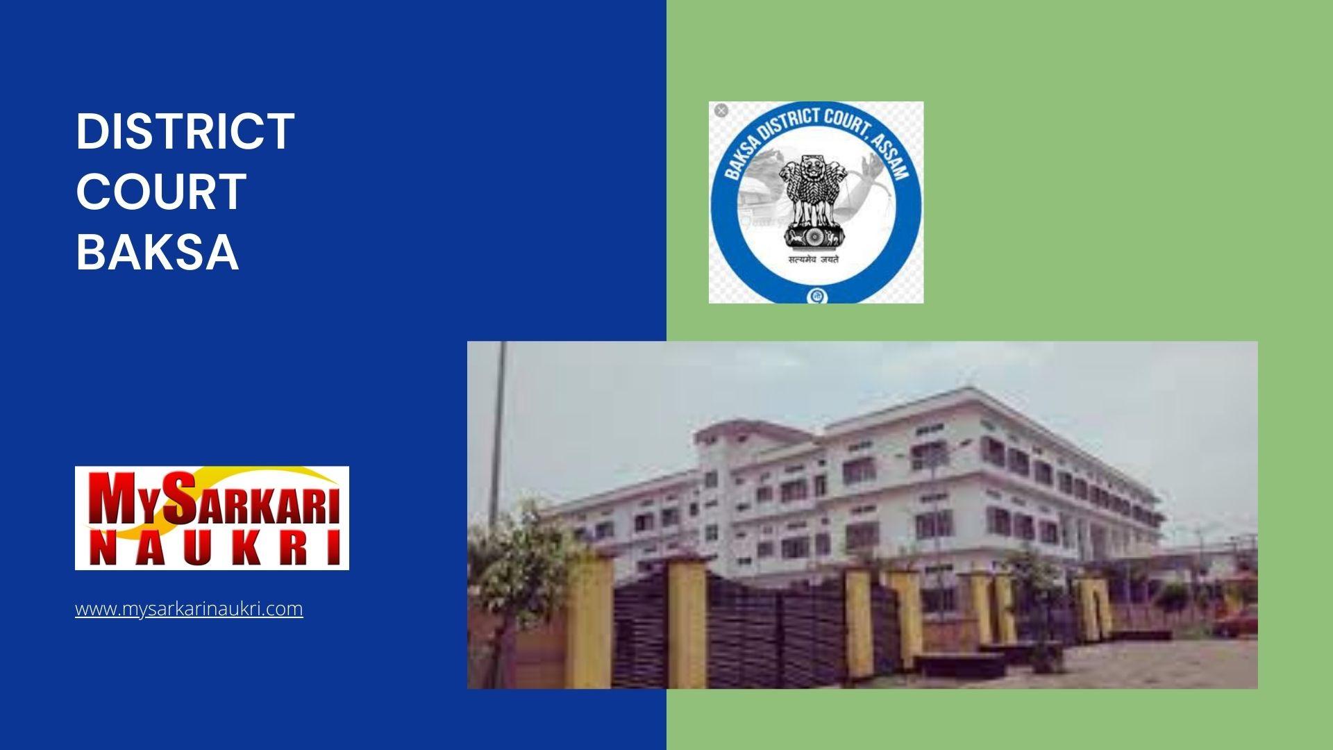 District Court Baksa Recruitment