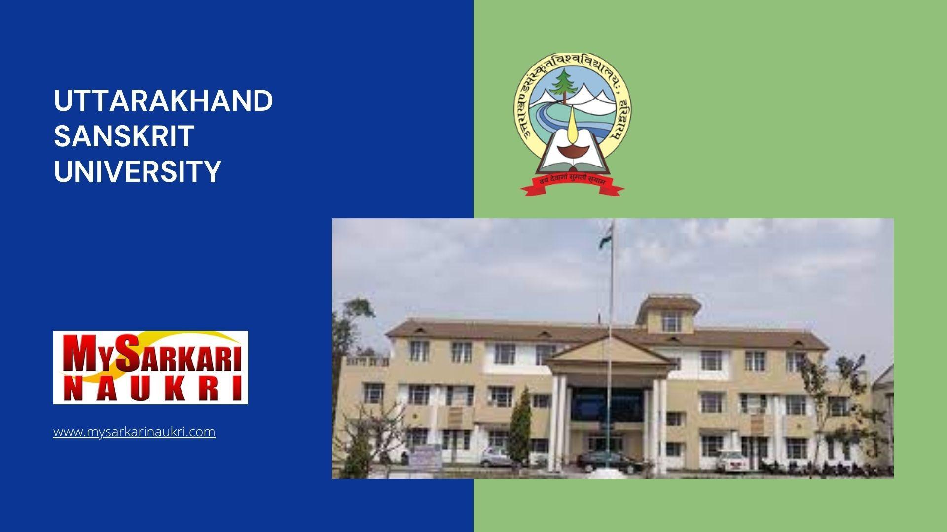 Uttarakhand Sanskrit University Recruitment