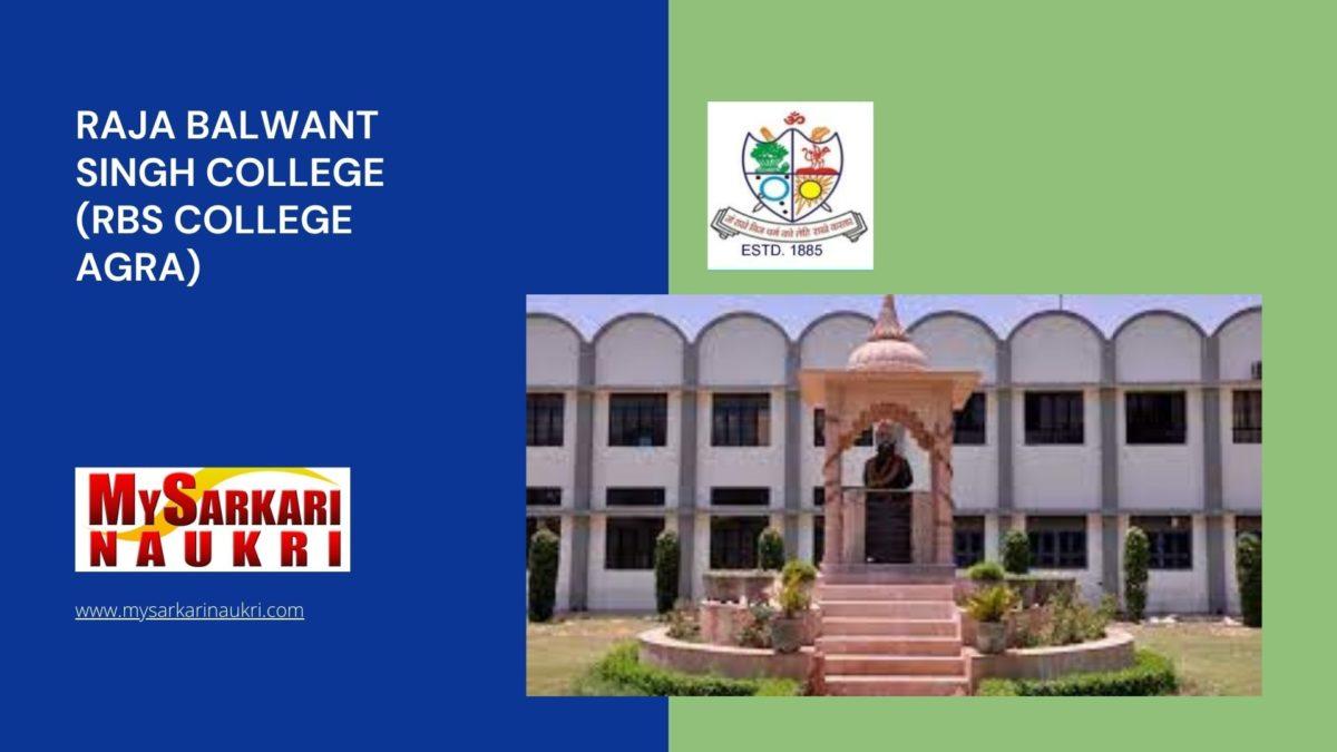 Raja Balwant Singh College (RBS College Agra) Recruitment