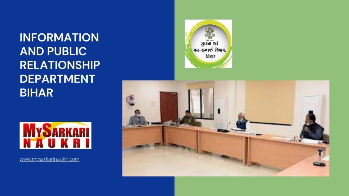 Information and Public Relationship Department Bihar Recruitment