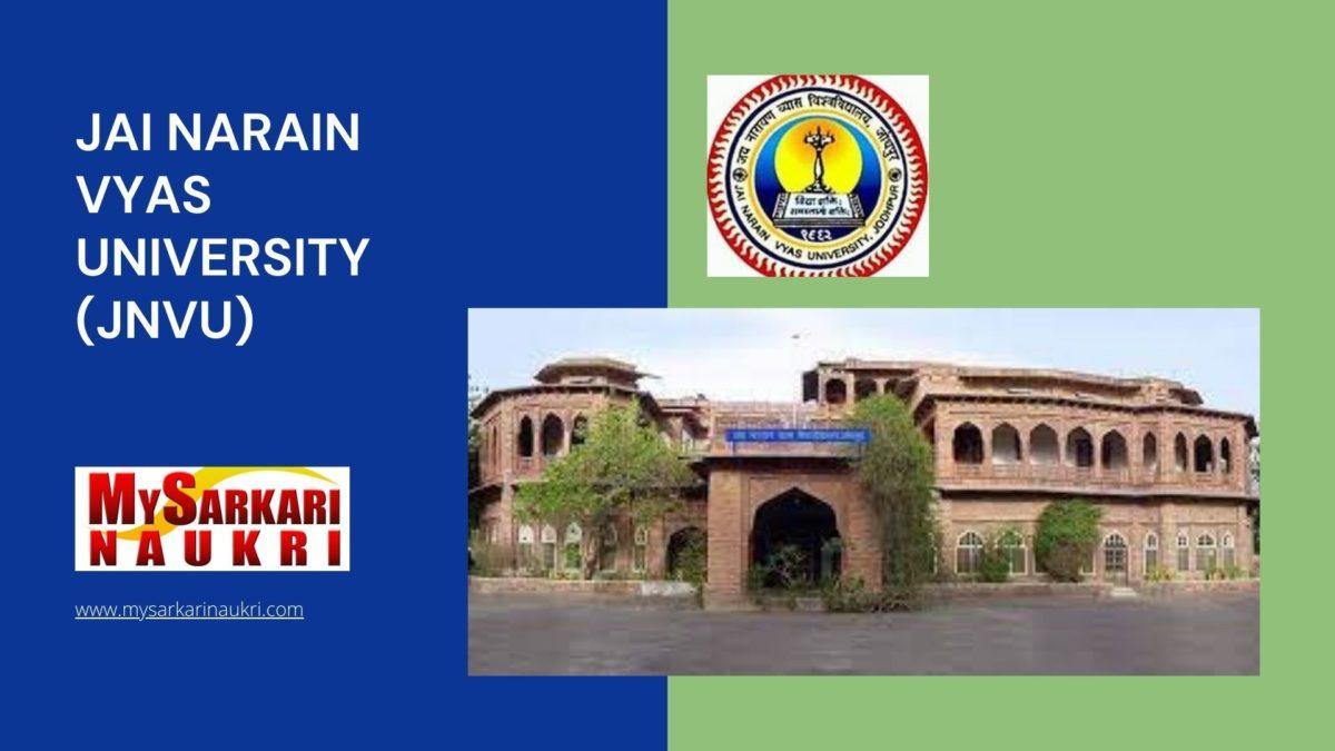 Jai Narain Vyas University (JNVU) Recruitment