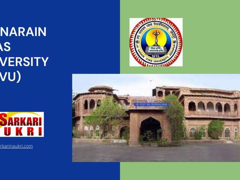 Jai Narain Vyas University (JNVU) Recruitment