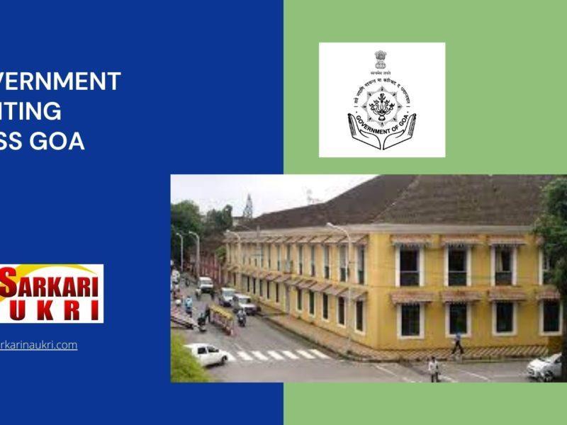 Government Printing Press Goa Recruitment