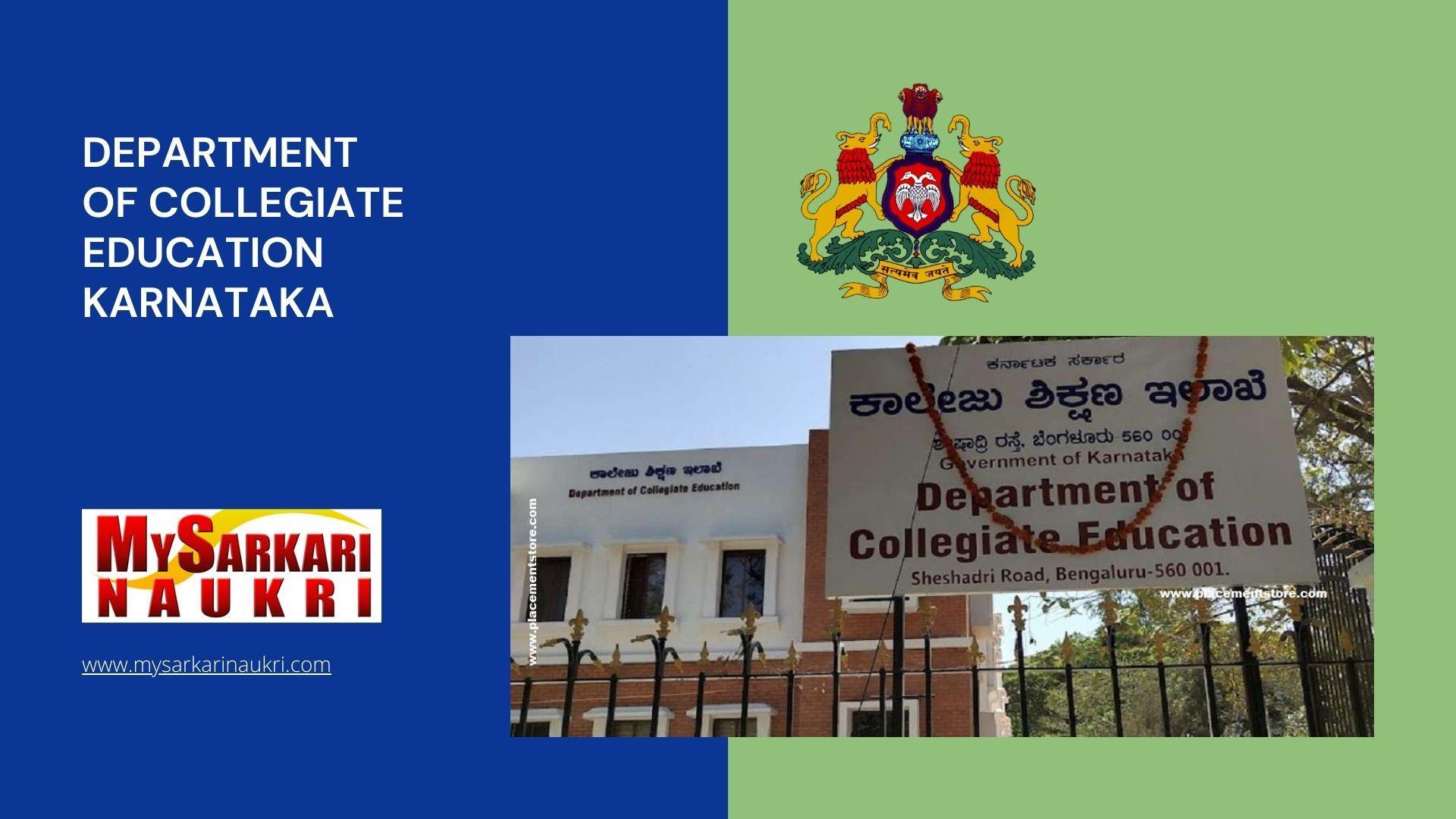 Department of Collegiate Education Karnataka Recruitment