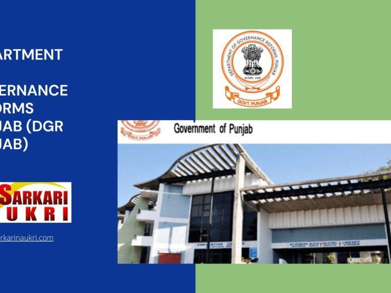 Department of Governance Reforms Punjab (DGR Punjab) Recruitment