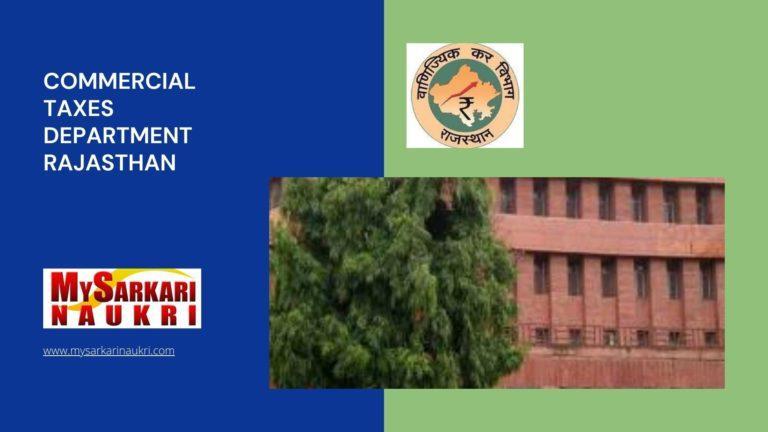 Commercial Taxes Department Rajasthan Recruitment