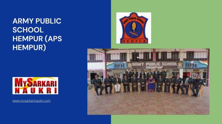 Army Public School Hempur (APS Hempur) Recruitment