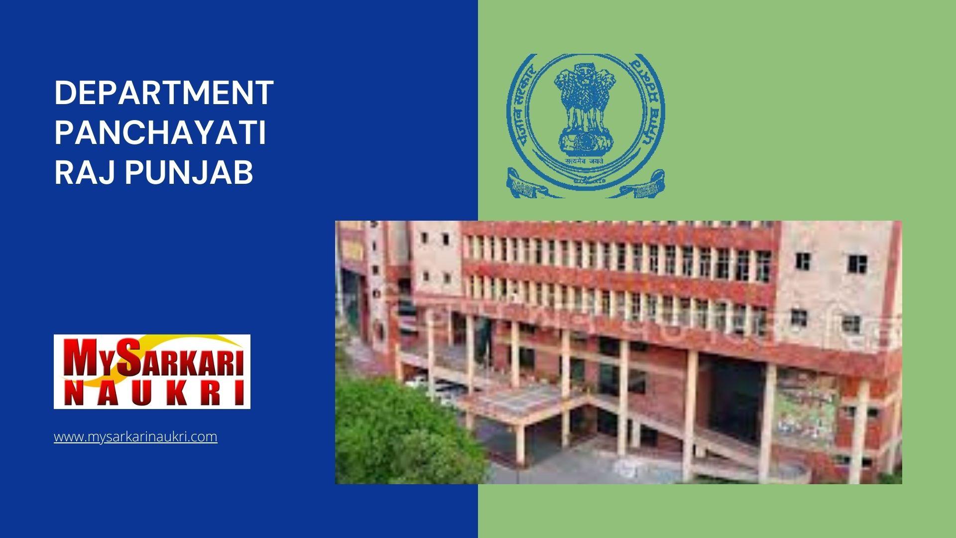 Department Panchayati Raj Punjab Recruitment