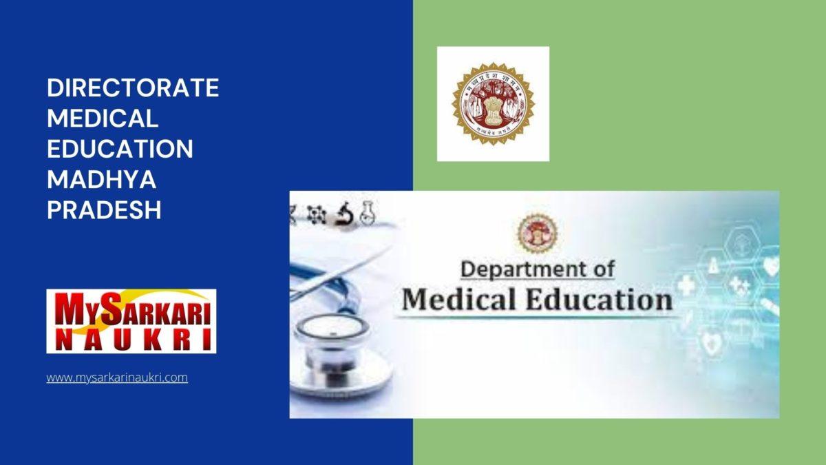 Directorate Medical Education Madhya Pradesh Recruitment