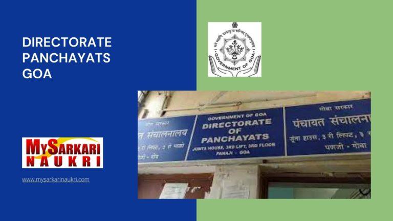 Directorate Panchayats Goa Recruitment