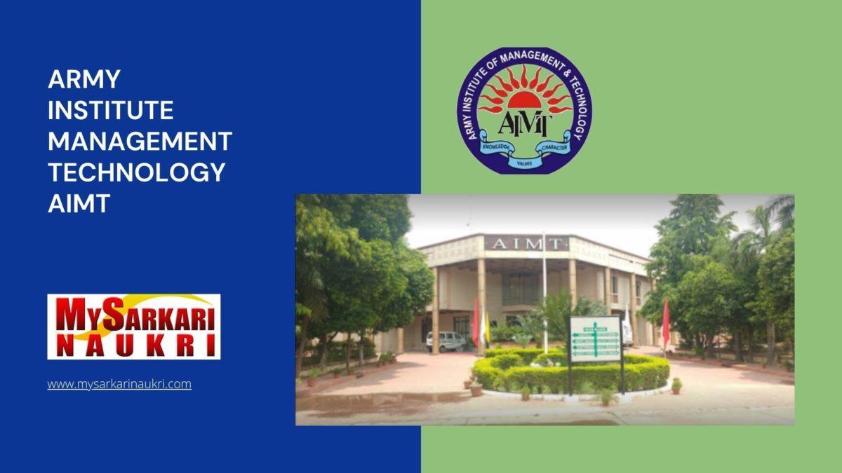 Army Institute Management Technology Aimt Recruitment