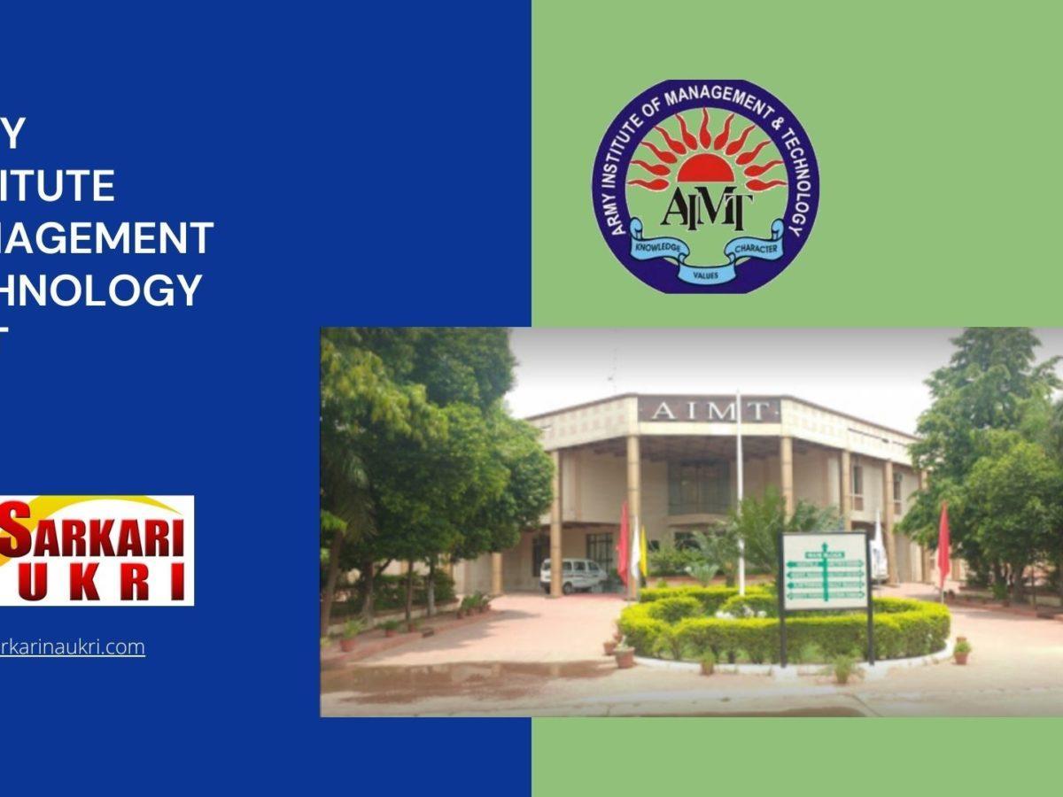 Army Institute Management Technology Aimt Recruitment