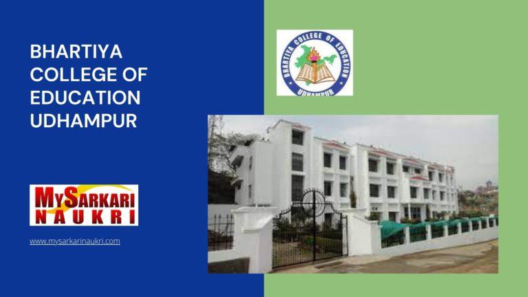 Bhartiya College of Education Udhampur Recruitment