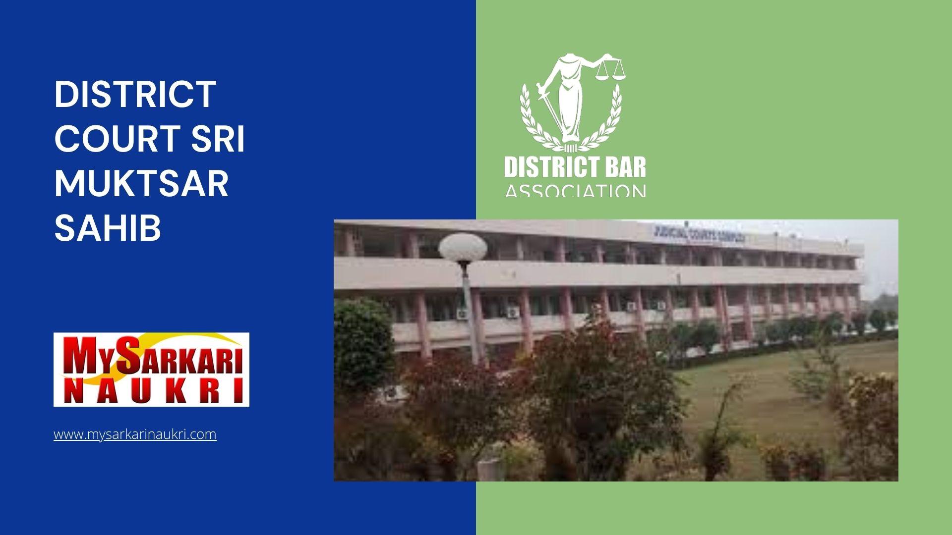 District Court Sri Muktsar Sahib Recruitment