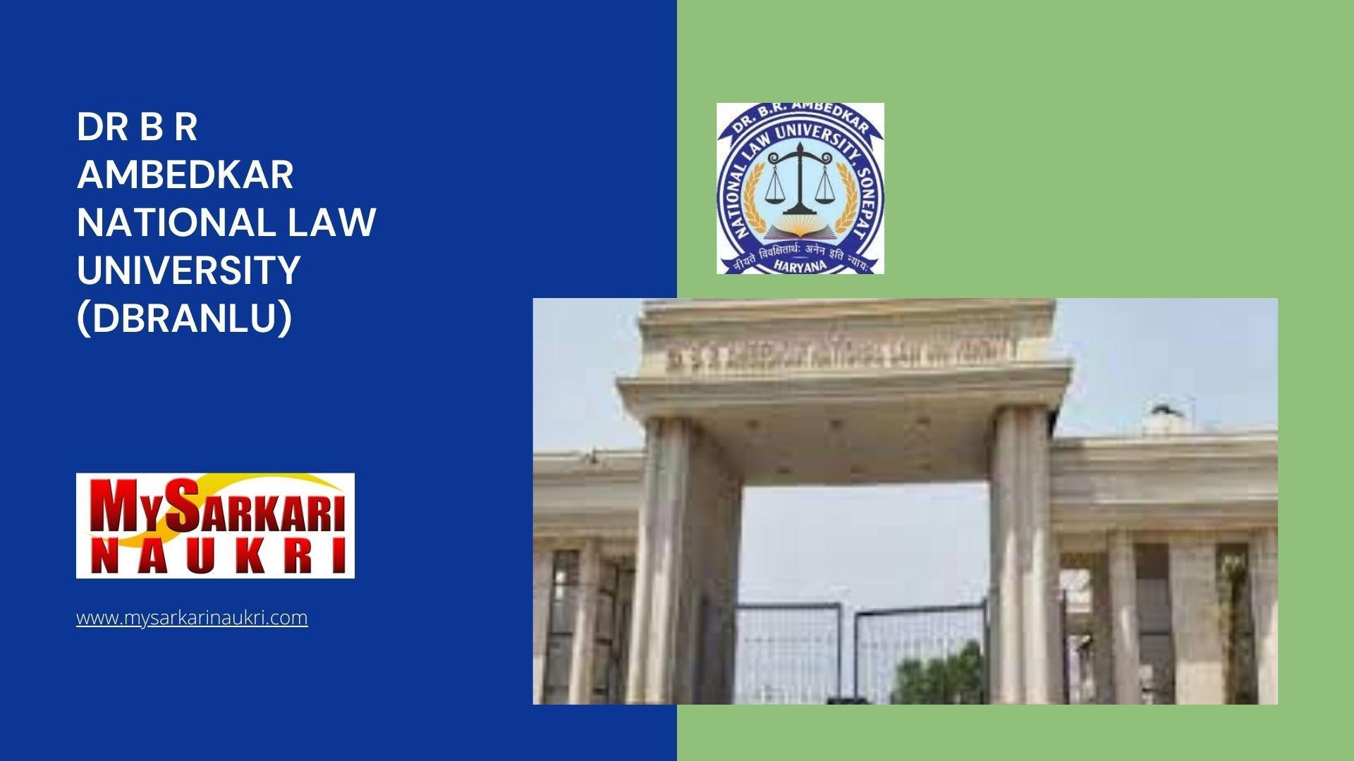 Dr B R Ambedkar National Law University (DBRANLU) Recruitment
