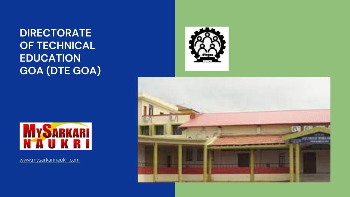 Directorate of Technical Education Goa (DTE Goa) Recruitment