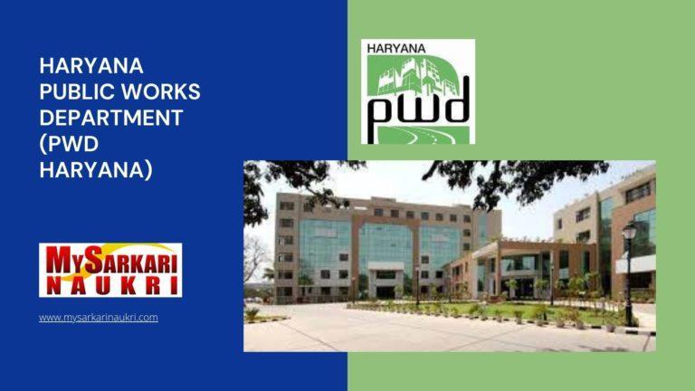 Haryana Public Works Department (PWD Haryana) Recruitment