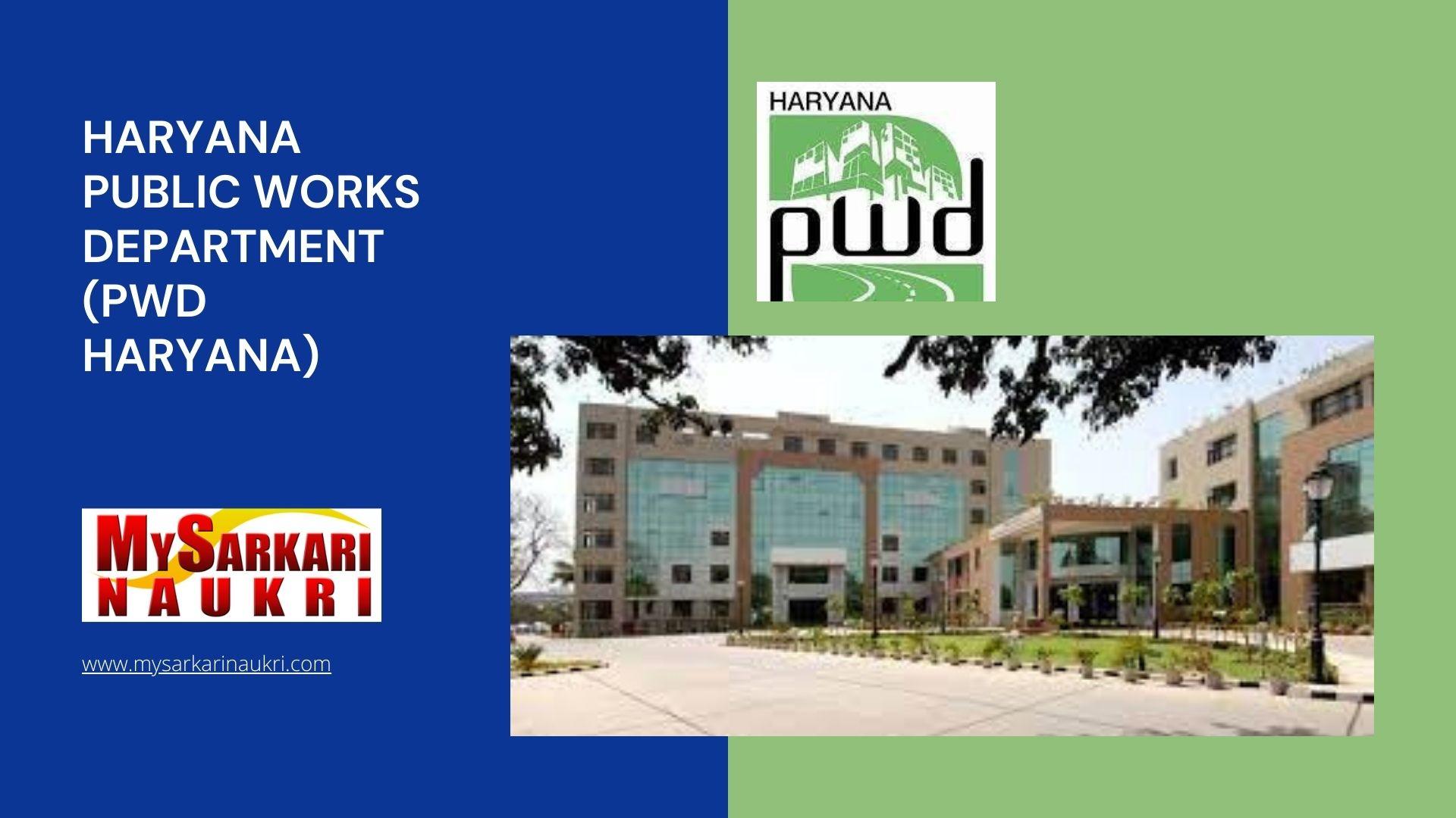 Haryana Public Works Department (PWD Haryana) Recruitment