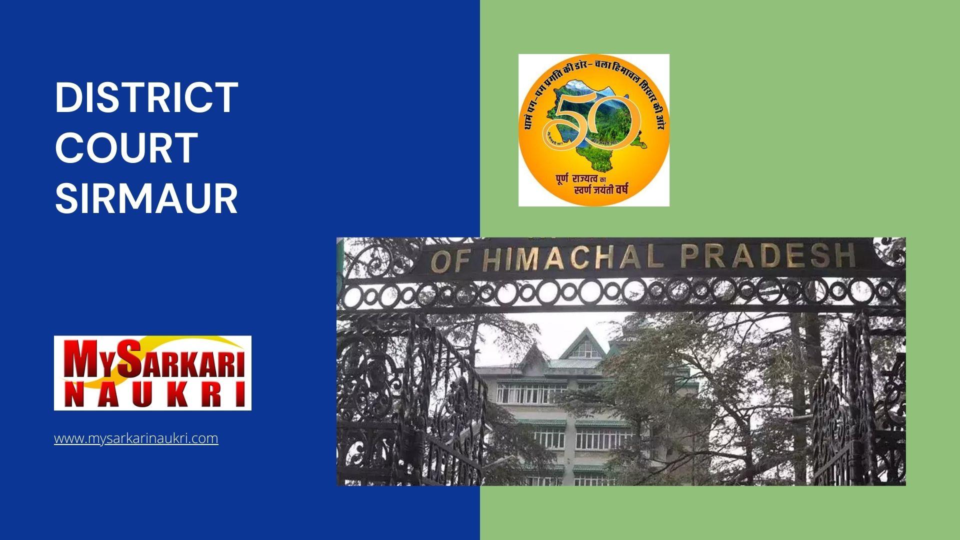 District Court Sirmaur Recruitment