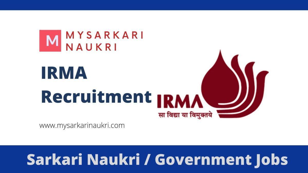 IRMA Recruitment 2023 Institute of Rural Management Anand Jobs