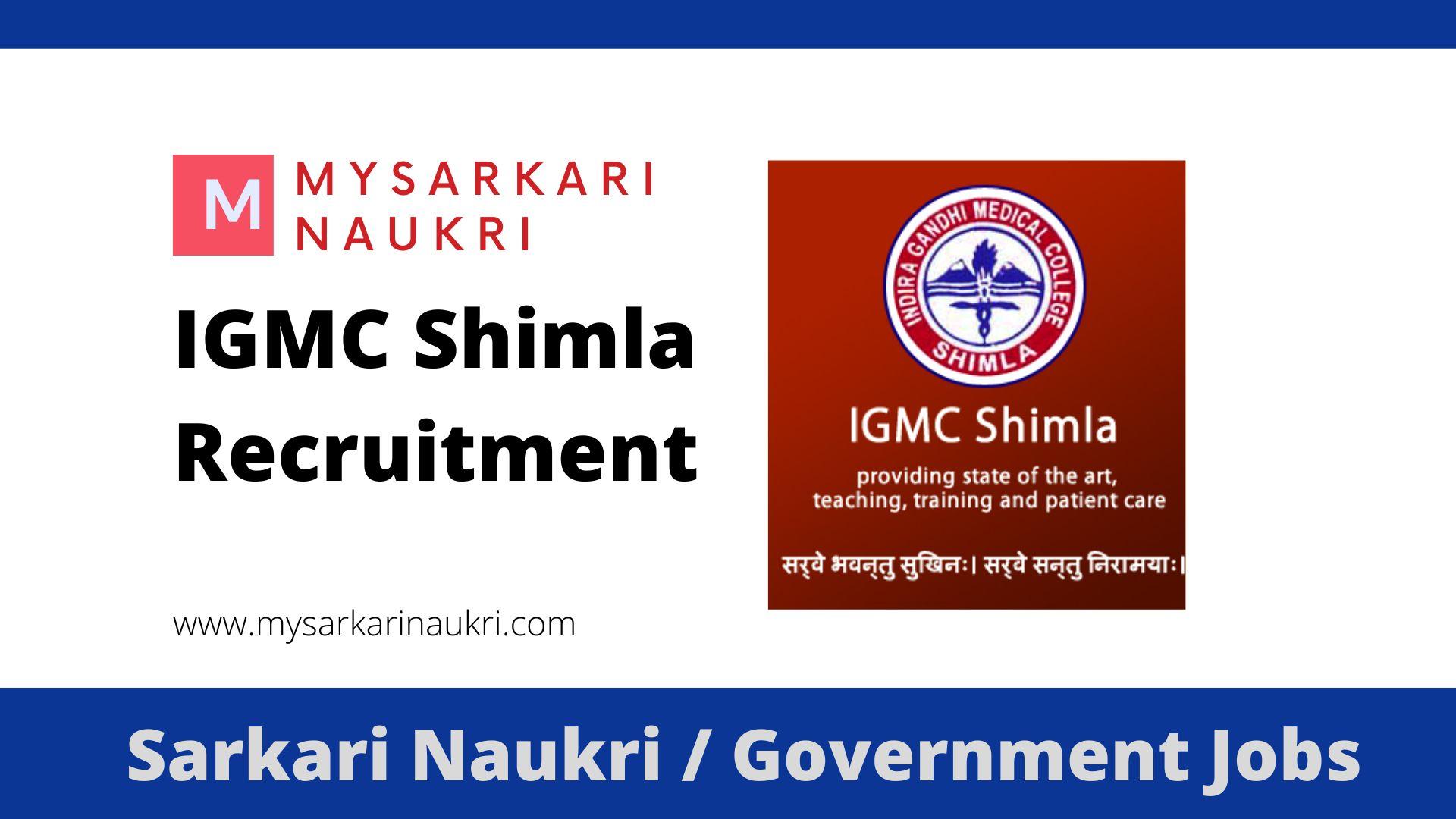Indira Gandhi Medical College Shimla Recruitment: A Complete Guide
