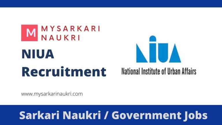 NIUA Recruitment 2023 National Institute of Urban Affairs Jobs