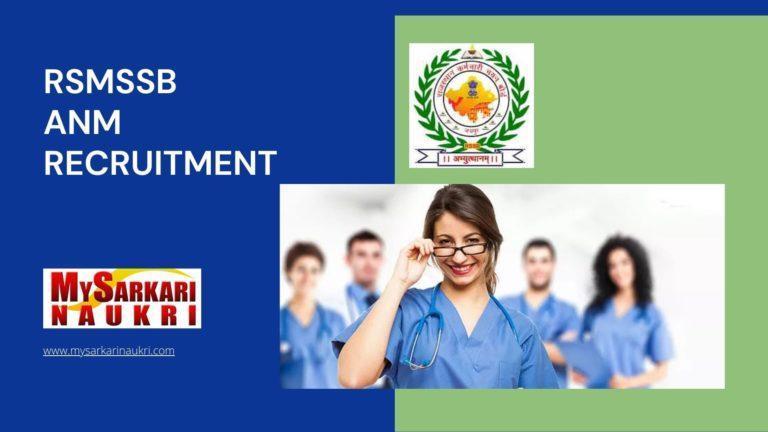 RSMSSB ANM Recruitment