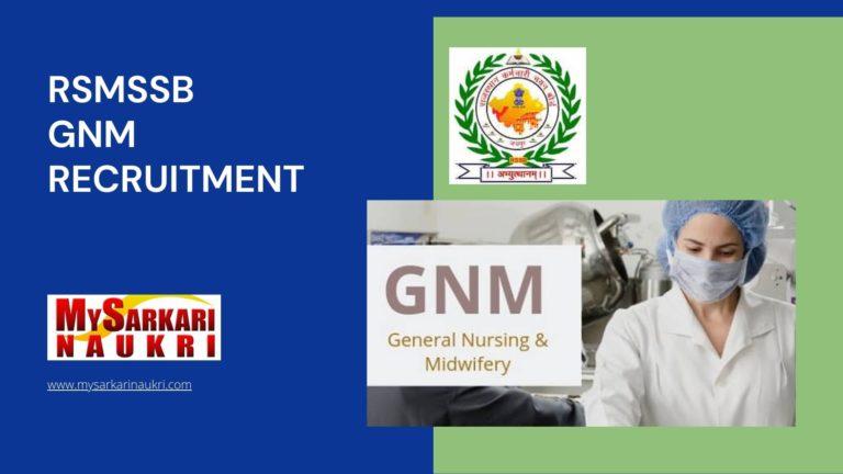RSMSSB GNM Recruitment