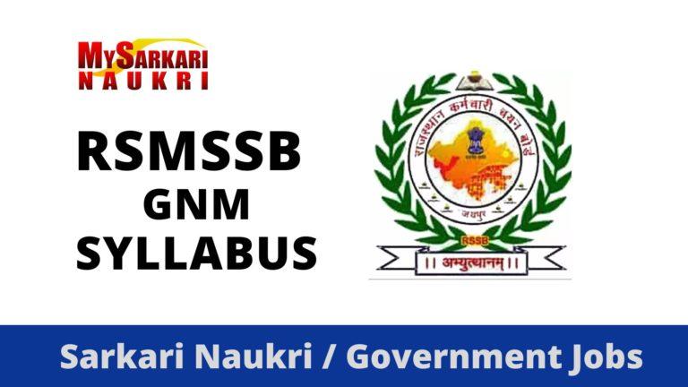 RSMSSB GNM Syllabus