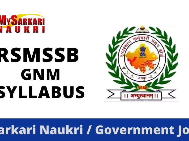 RSMSSB GNM Syllabus