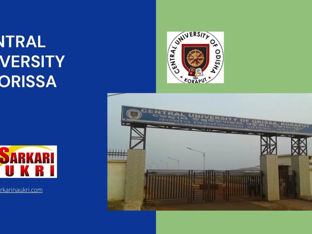 Central University of Orissa Recruitment