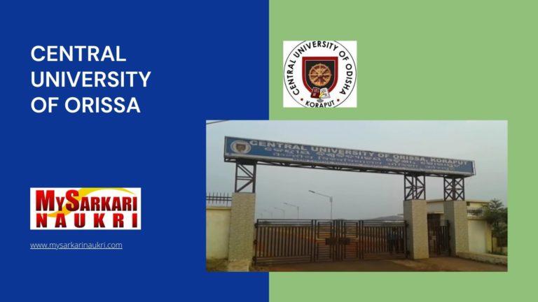 Central University of Orissa Recruitment