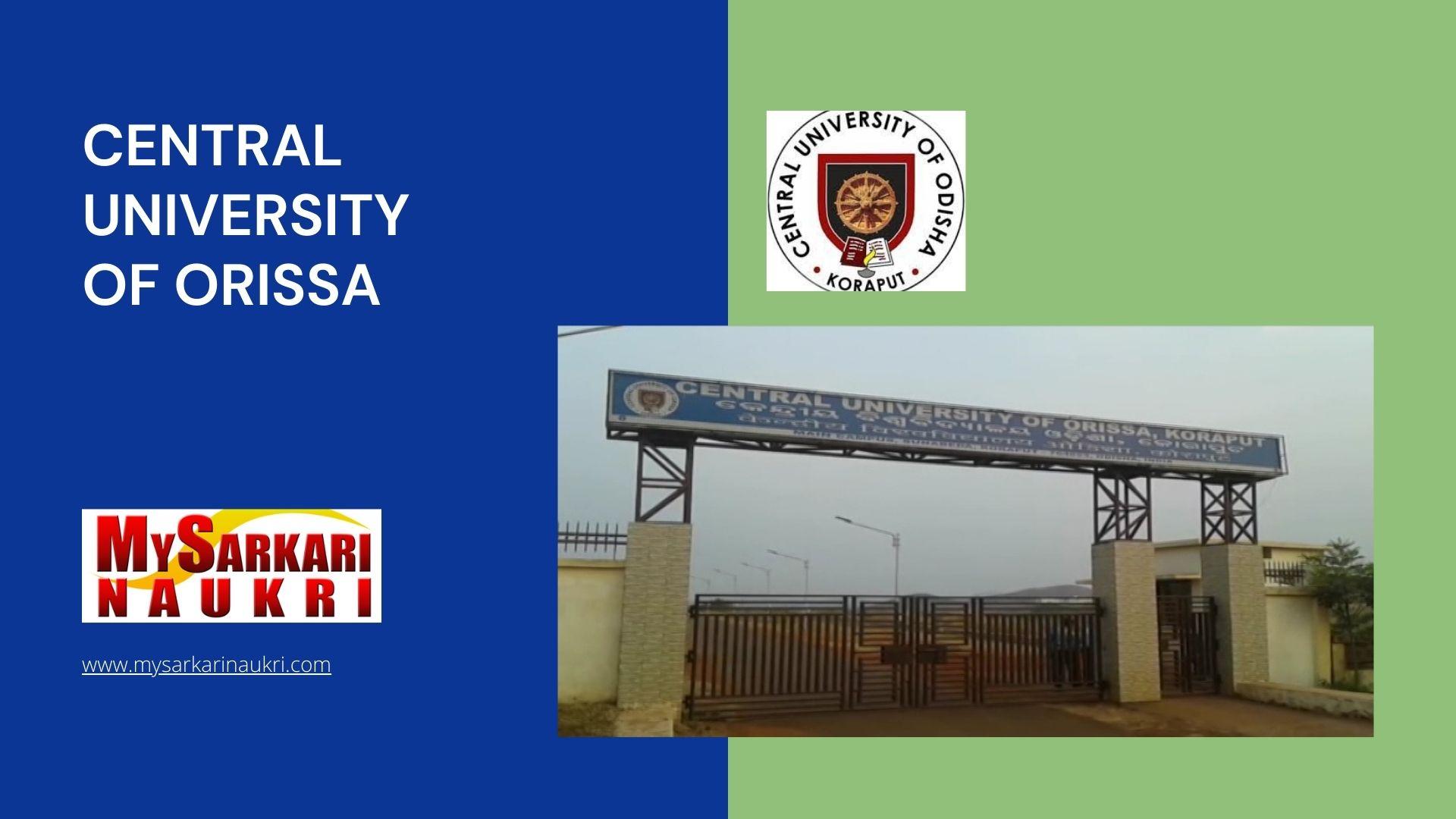 Central University of Orissa Recruitment