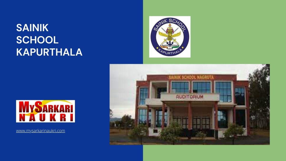 Sainik School Kapurthala Recruitment