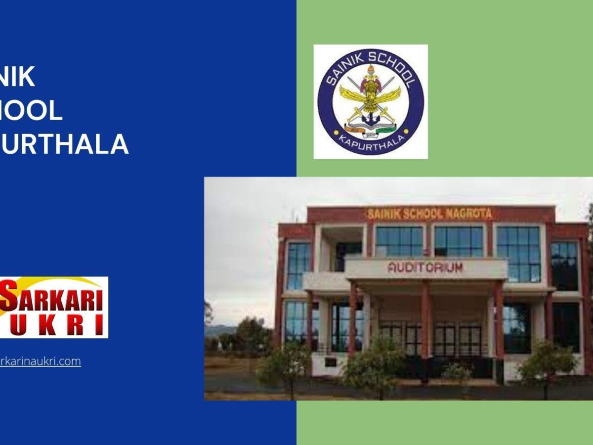 Sainik School Kapurthala Recruitment