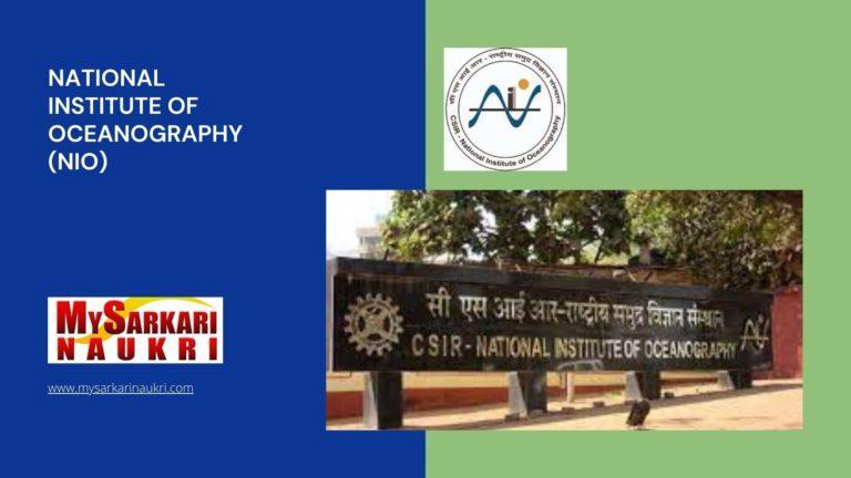 National Institute Of Oceanography (NIO) Recruitment
