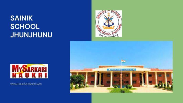 Sainik School Jhunjhunu Recruitment