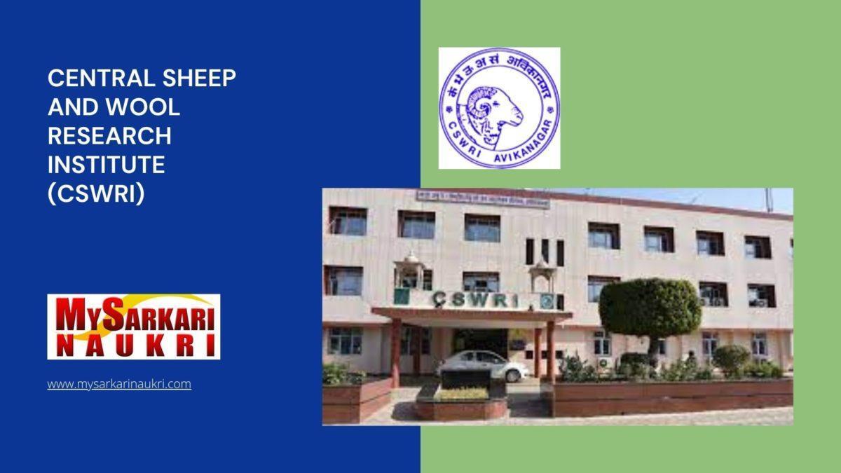 Central Sheep and Wool Research Institute (CSWRI) Recruitment