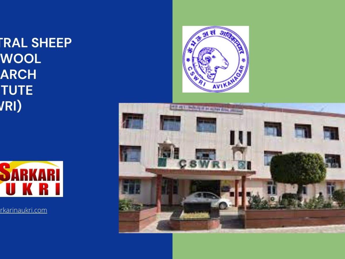 Central Sheep and Wool Research Institute (CSWRI) Recruitment