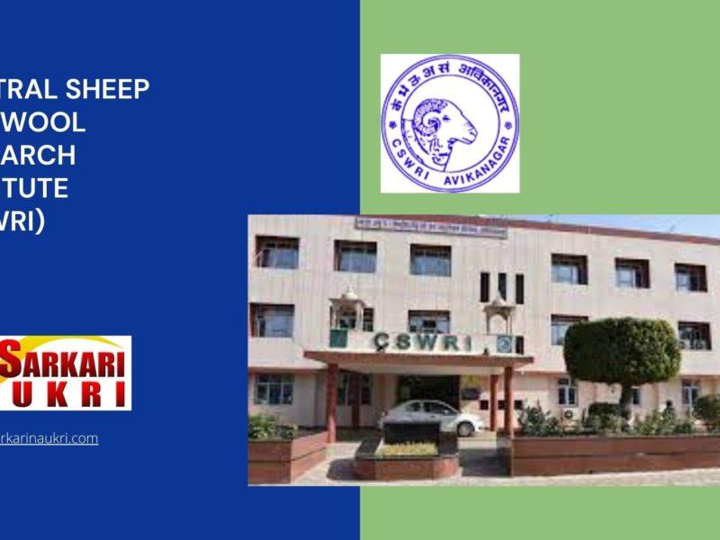 Central Sheep and Wool Research Institute (CSWRI) Recruitment