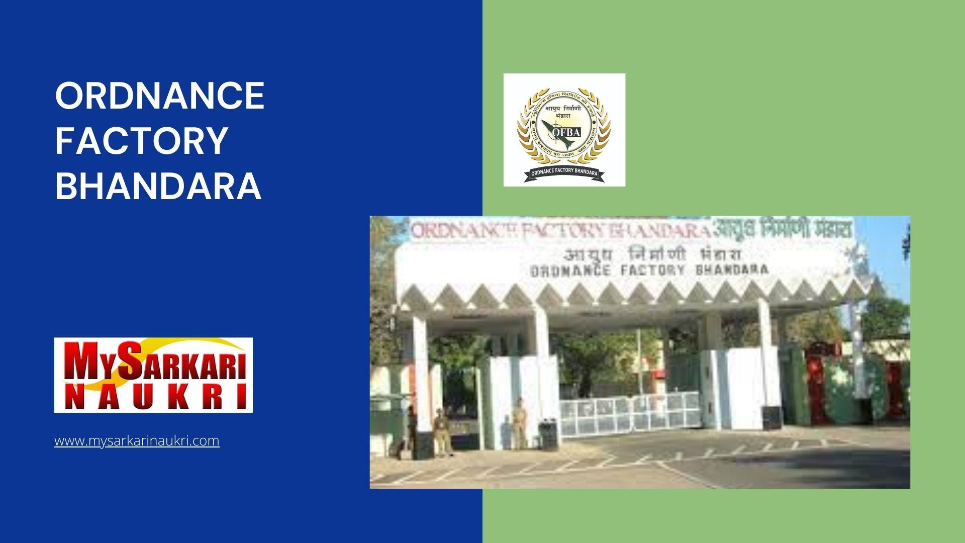 Ordnance Factory Bhandara Recruitment
