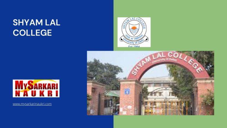 Shyam Lal College Recruitment