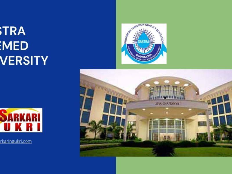 SASTRA Deemed University Recruitment